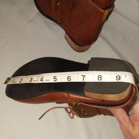 Brown Zip Up Lace Up Faux Leather Combat Moto Style Boots Women's Sz 37 US 6 EUC - Picture 13 of 14